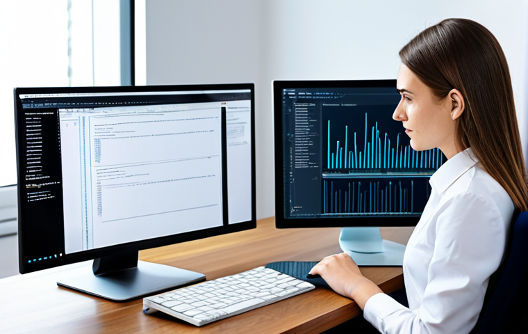 리눅스 필기 시험에서 자주 출제되는 문제 유형 - **Prompt:** A software developer writing a shell script at a clean desk with multiple monitors displ...