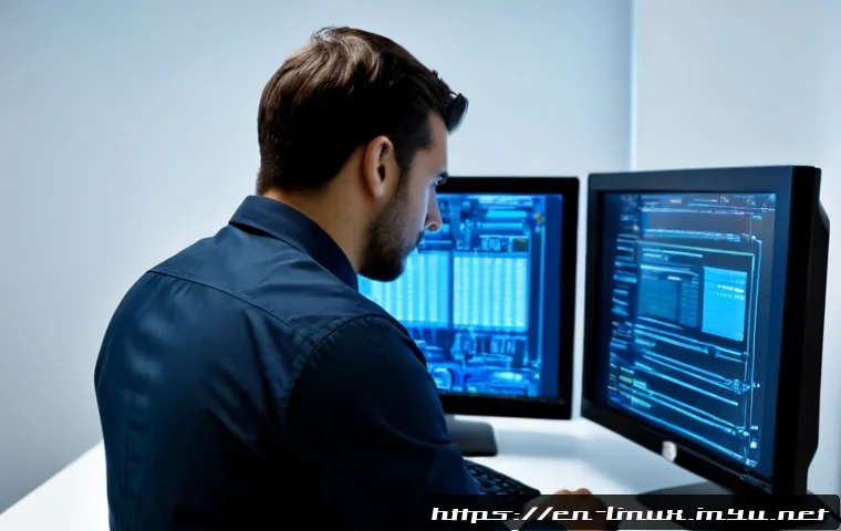 리눅스 실무에서 경험한 보안 문제 해결 사례 - Photorealistic cybersecurity engineer in a modern office investigating a Linux server security incid...